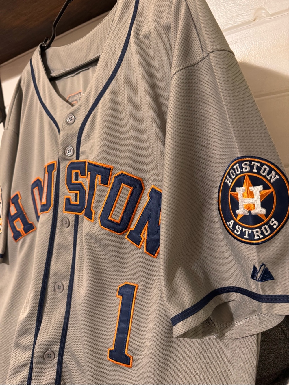 MAJESTIC HOUSTON ASTROS CORREA #1 GREY ORANGE BLUE ANNIVERSARY